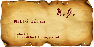 Mikló Júlia névjegykártya